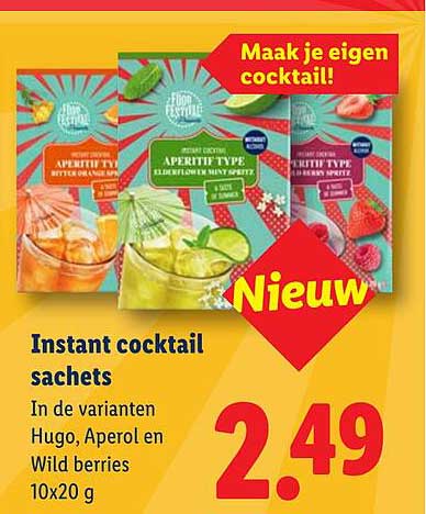 Instant cocktail sachets