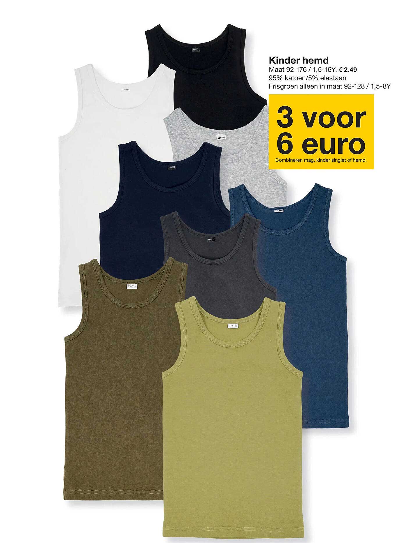 Kinder hemd 3 voor 6 euro