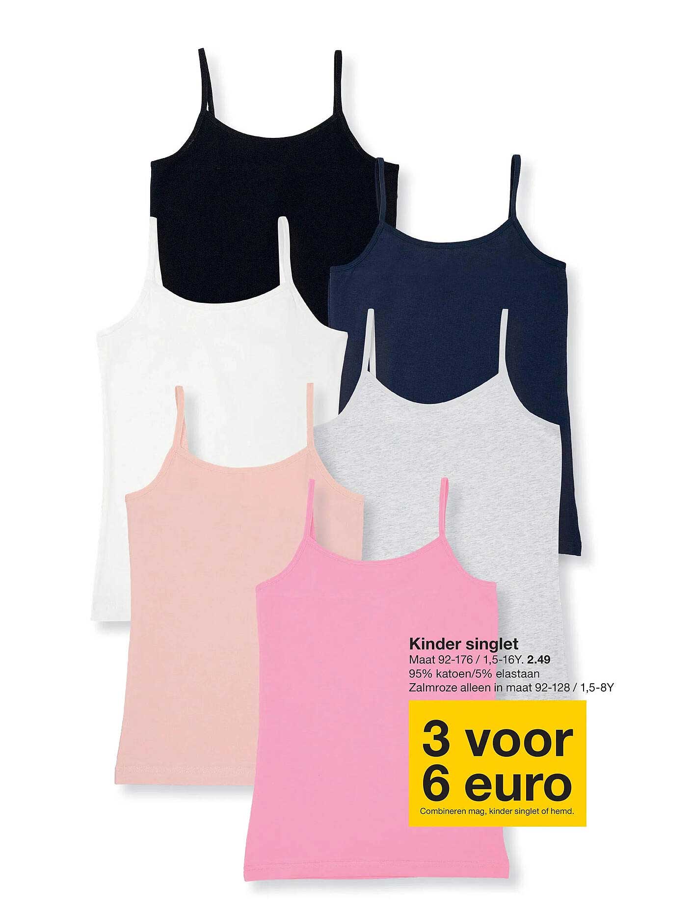 Kinder singlet 3 voor 6 euro