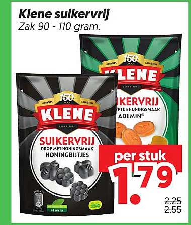 Klene suikervrij zak 90 - 110 gram.