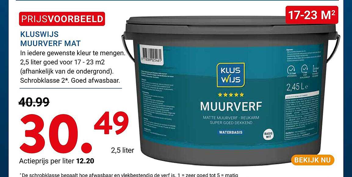 Kluswijs muurverf mat