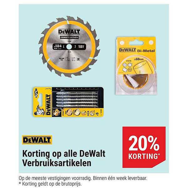 Korting op alle DeWalt Verbruiksartikelen