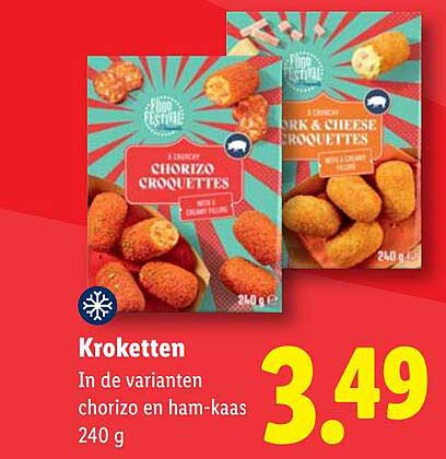Kroketten In de varianten chorizo en ham-kaas 240 g