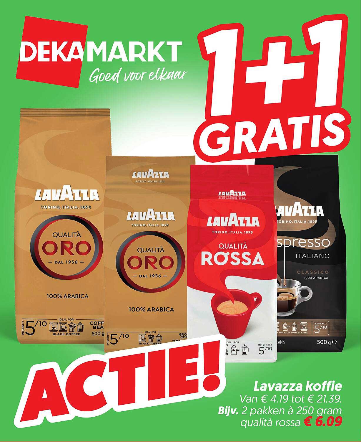 Lavazza koffie 1+1 GRATIS