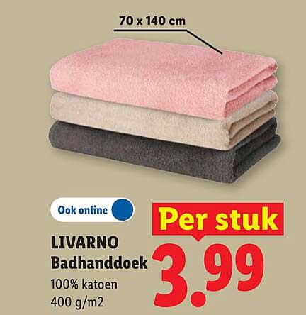 LIVARNO Badhanddoek 100% katoen 400 g/m2 Per stuk