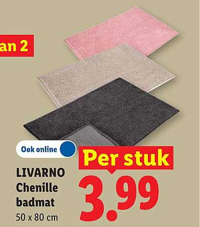 LIVARNO Chenille badmat 50 x 80 cm Per stuk