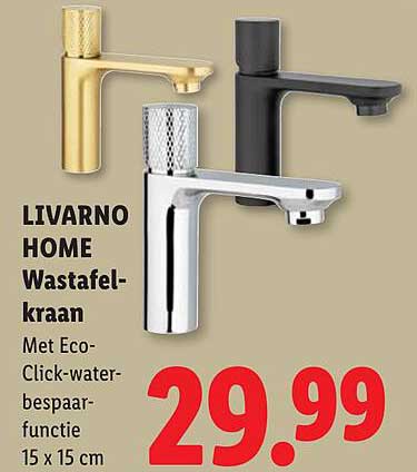 LIVARNO HOME Wastafelkraan Met Eco-Click-water-bespar-functie 15 x 15 cm