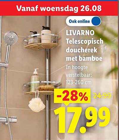 LIVARNO Telescopisch doucherrek met bamboe