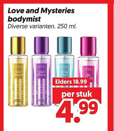 Love and Mysteries bodymist Diverse varianten, 250 ml.