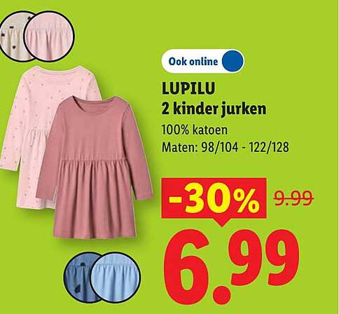 LUPILU 2 kinder jurken 100% katoen Maten: 98/104 - 122/128 -30%