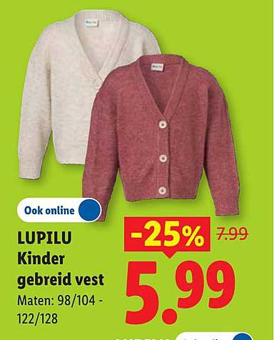 LUPILU Kinder gebreid vest -25%