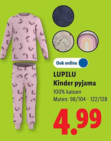 LUPILU Kinder pyjama 100% katoen Maten: 98/104 - 122/128