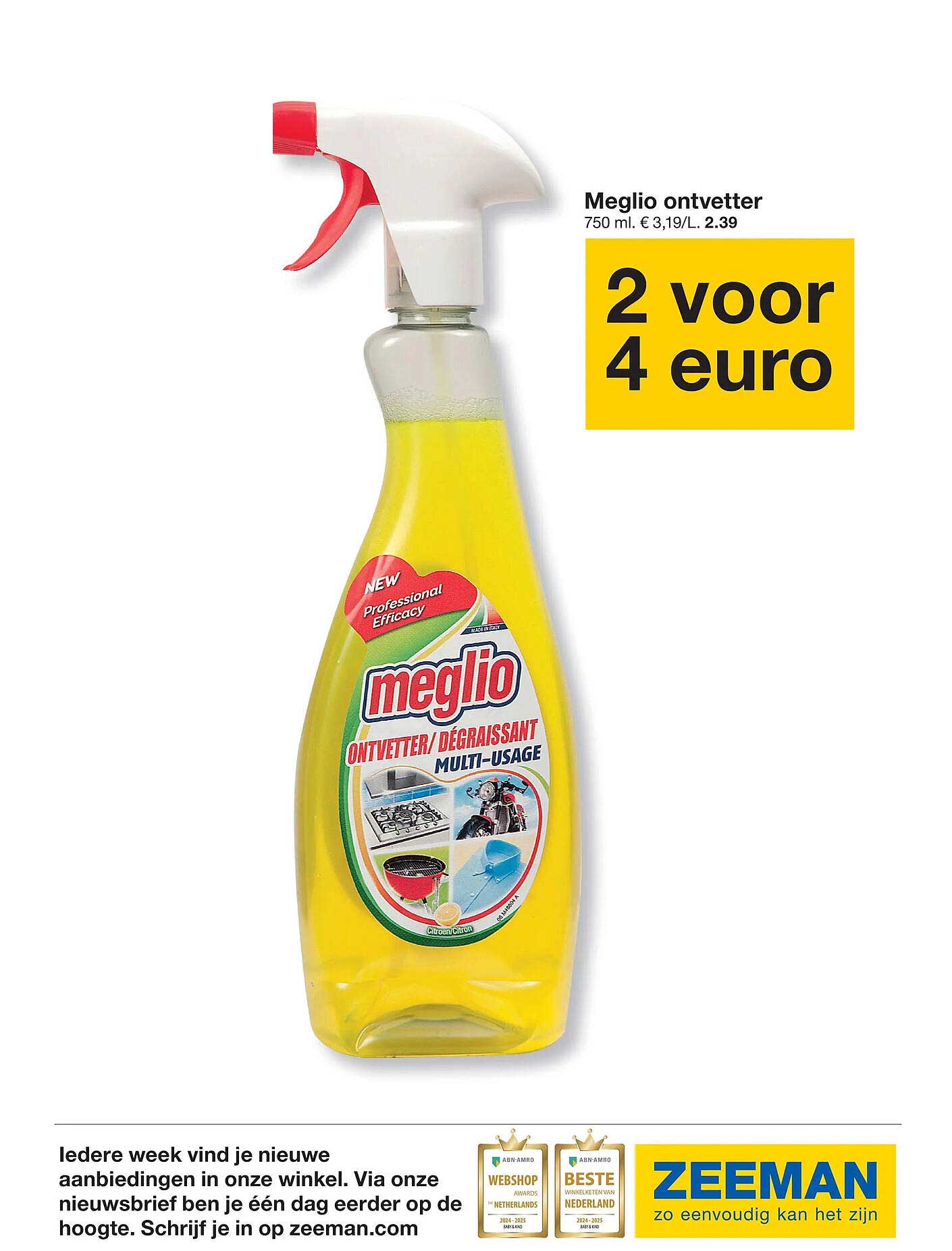 Meglio ontvetter 750 ml 2 voor 4 euro