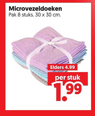 Microvezeldoeken Pak 8 stuks. 30 x 30 cm.