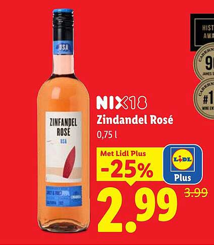 NIX18 Zindandel Rosé 0,75 l Met Lidl Plus -25%