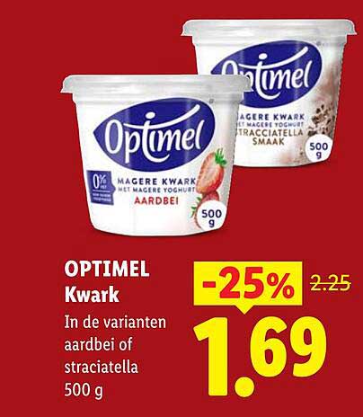 OPTIMEL Kwark In de varianten aardbei of stracciatella 500 g -25%