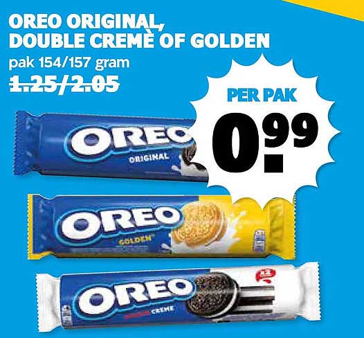 OREO ORIGINAL, DOUBLE CRÈME OF GOLDEN pak 154/157 gram