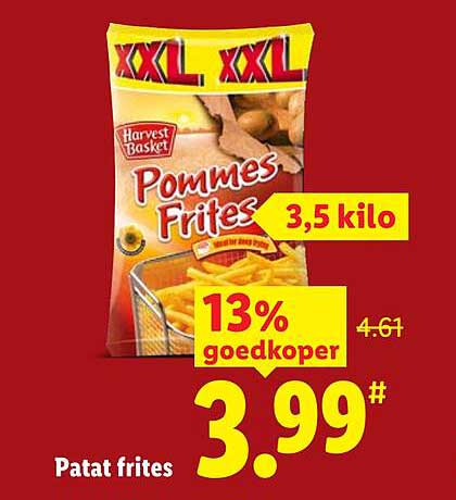 Patat frites 3,5 kilo 13% goedkoper