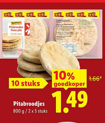 Pitabroodjes 10 stuks 10% goedkoper