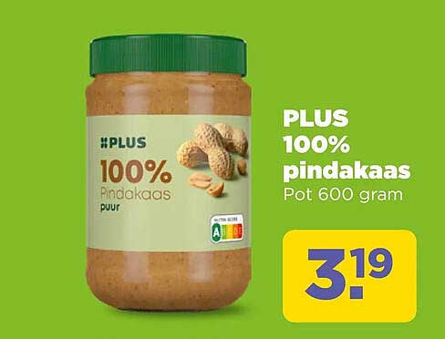 PLUS 100% pindakaas Pot 600 gram