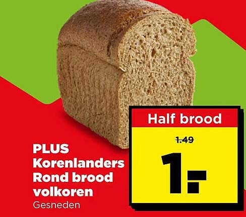 PLUS Korenlanders Rond brood volkoren Gesneden Half brood