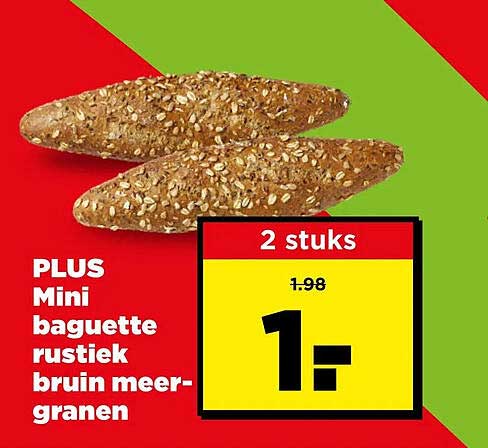 PLUS Mini baguette rustiek bruin meergranen