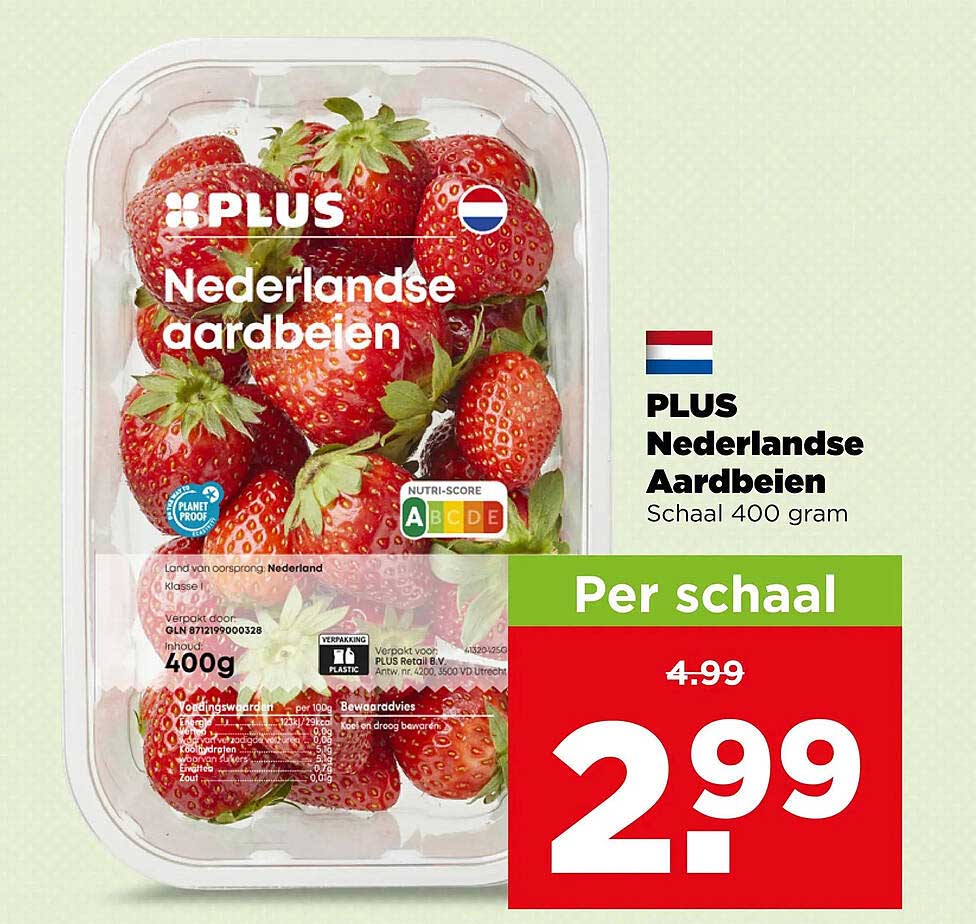 PLUS Nederlandse Aardbeien Schaal 400 gram