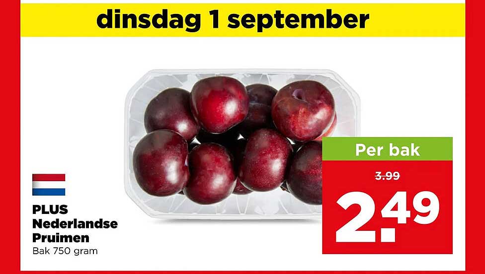 PLUS Nederlandse Pruimen Bak 750 gram Per bak