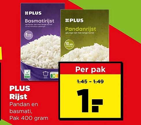 PLUS Rijst Panden en basmati, Pak 400 gram