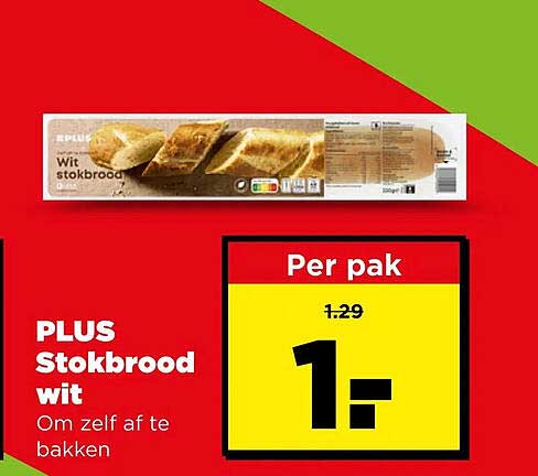 PLUS Stokbrood wit Om zelf af te bakken