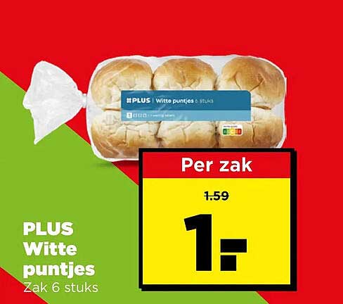 PLUS Witte puntjes Zak 6 stuks