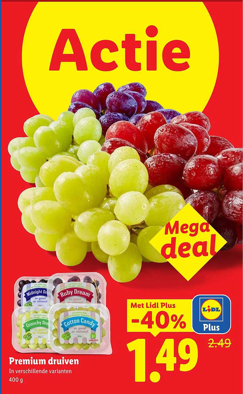 Premium druiven In verschillende varianten 400 g Met Lidl Plus -40%