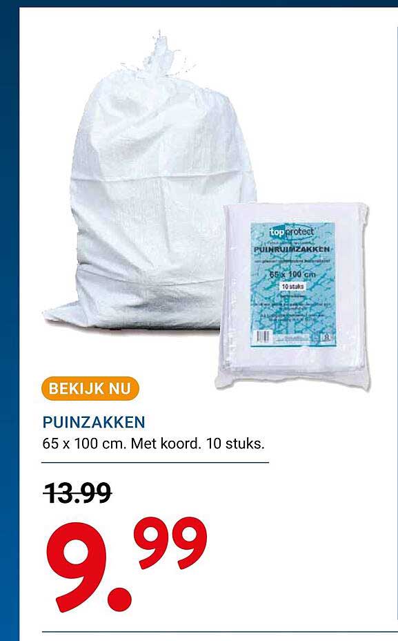 PUINZAKKEN 65 x 100 cm. Met koord. 10 stuks.