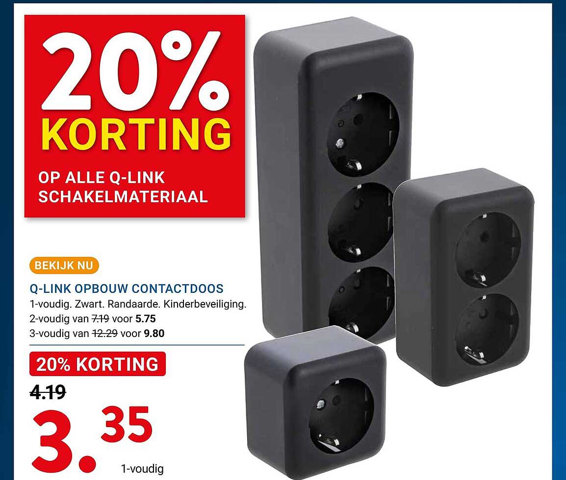Q-LINK OPBOUW CONTACTDOOS 20% KORTING