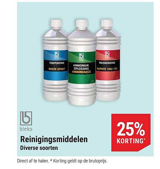 Reinigingsmiddelen Diverse soorten 25% korting