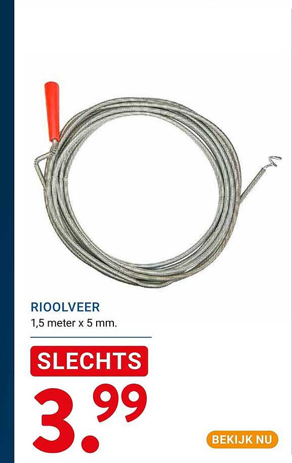 RIOOLVEER 1,5 meter x 5 mm. SLECHTS