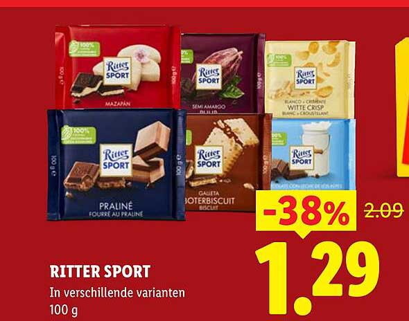 RITTER SPORT In verschillende varianten 100 g