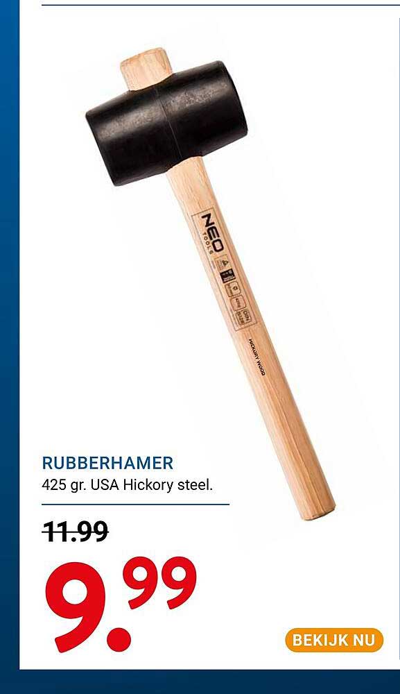 RUBBERHAMER 425 gr. USA Hickory steel.