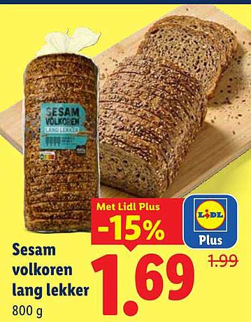 Sesam volkoren lang lekker 800 g -15%