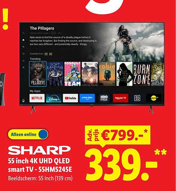 SHARP 55 inch 4K UHD OLED smart TV - 55HM5245 Alleen online