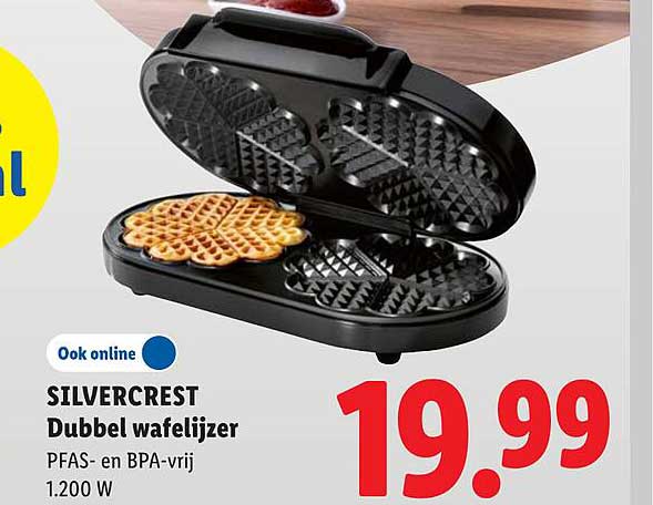 SILVERCREST Dubbel wafelijzer PFAS- en BPA-vrij 1.200 W