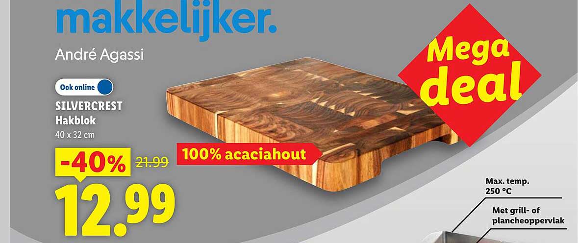 SILVERCREST Hakblok 40 x 32 cm 100% acaciahout