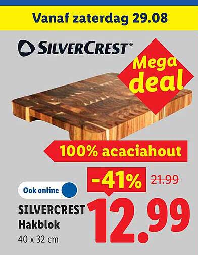 SILVERCREST Hakblok 40 x 32 cm Mega deal 100% acaciahout