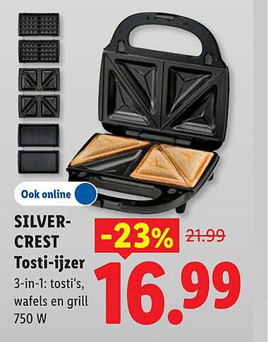 SILVERCREST Tosti-ijzer 3-in-1: tosti's, wafels en grill 750 W