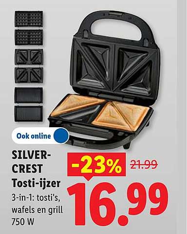 SILVERCREST Tosti-ijzer 3-in-1: tosti's, wafels en grill 750 W