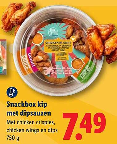 Snackbox kip met dipsauzen