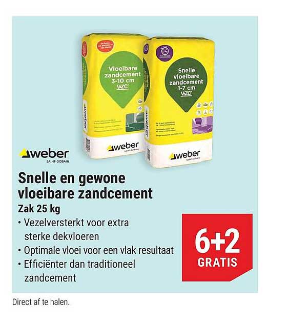Snelle en gewone vloeibare zandcement Zak 25 kg 6+2 GRATIS