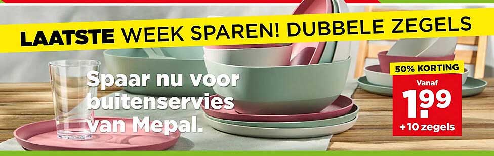 Spaar nu voor buitensservies van Mepal. 50% KORTING