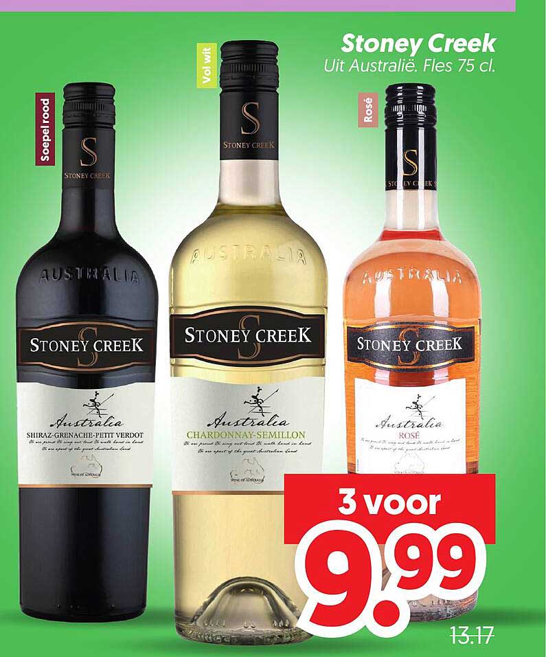 Stoney Creek Uit Australië. Fles 75 cl. 3 voor