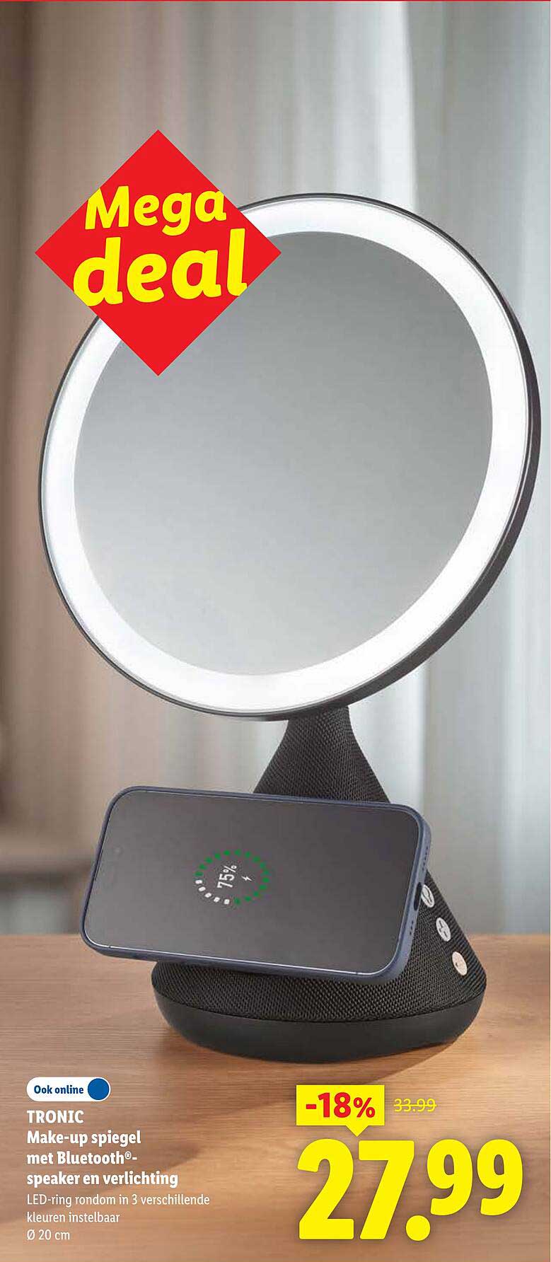 TRONIC Make-up spiegel met Bluetooth®-speaker en verlichting
